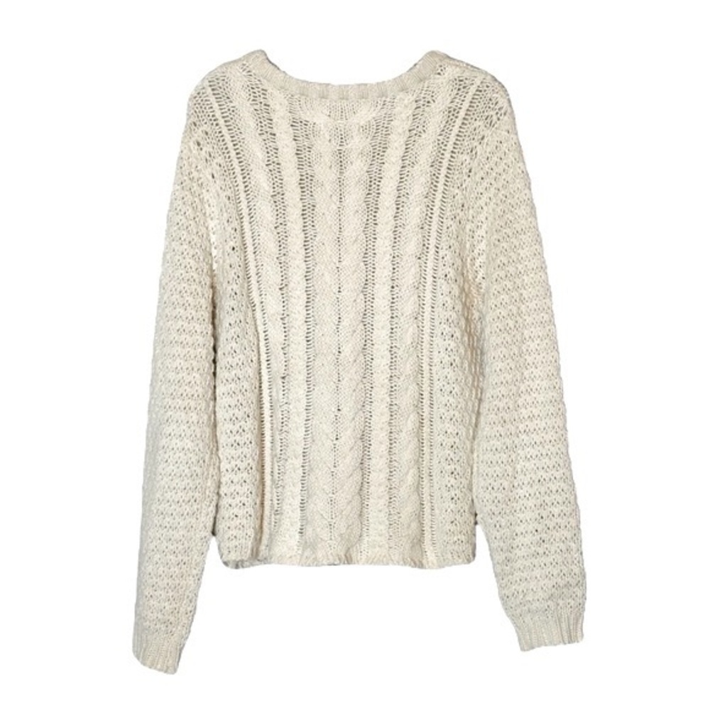 Carve Designs Cream Chunky Knit Cable Knit Sweater, Size XL - Picture 2 of 7